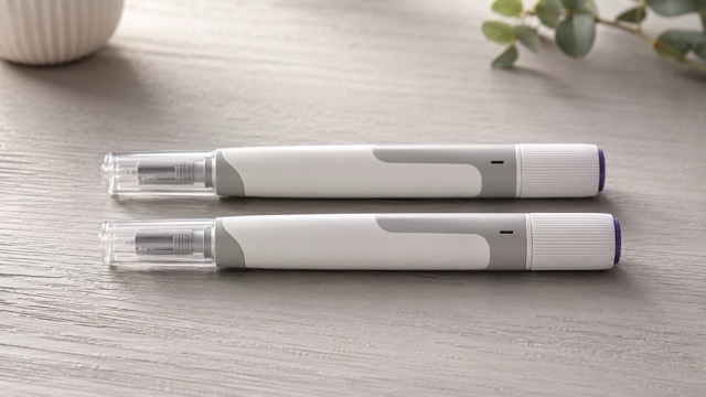 Two injection pens side by side on a clinic counter